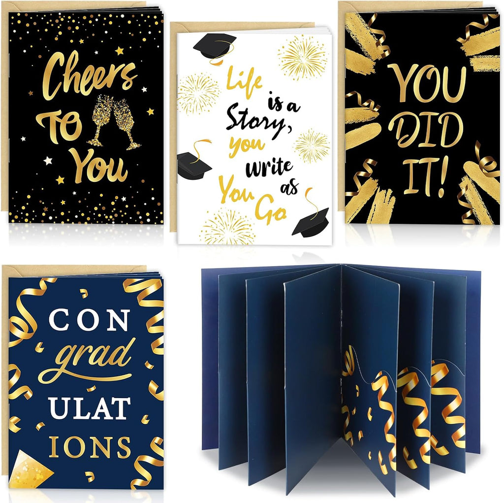 4 Sets Graduation Gift Card Book, Congrats Grad Money Holder Cards with Envelopes, Graduation Gift Card Booklet Organizer for Class of 2026, Students, Friends