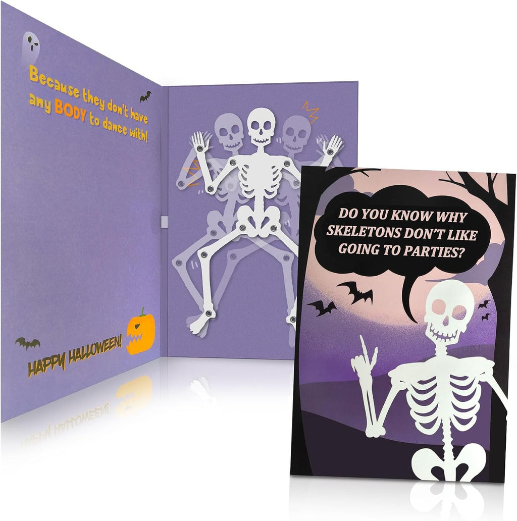 Funny Dancing Skeleton Halloween Card with Joke – Hilarious Musical Greeting for Friends, Husband, Her, Him, Men, WomenGrandpa, Grandma, Mom, Dad, Aunt, Uncle