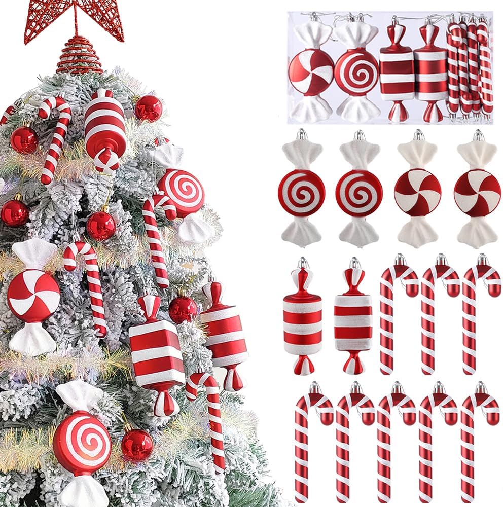 Moucuny 4 Pcs Christmas Table Decor Wooden Candy Cane Decoration Farmhouse