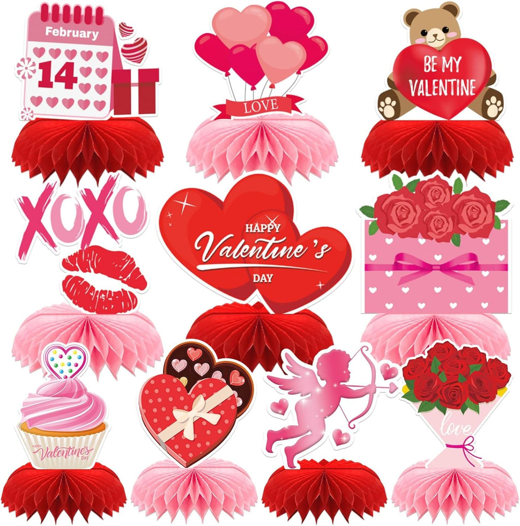 Valentine Table Centerpiece, 10Pcs Pink Heart Table Topper Decor