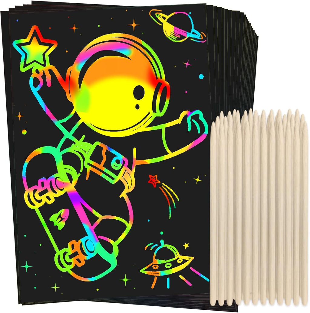 ZMLM 100Pcs Rainbow Scratch Drawing Art Paper Craft Set for Kids Boys Girls