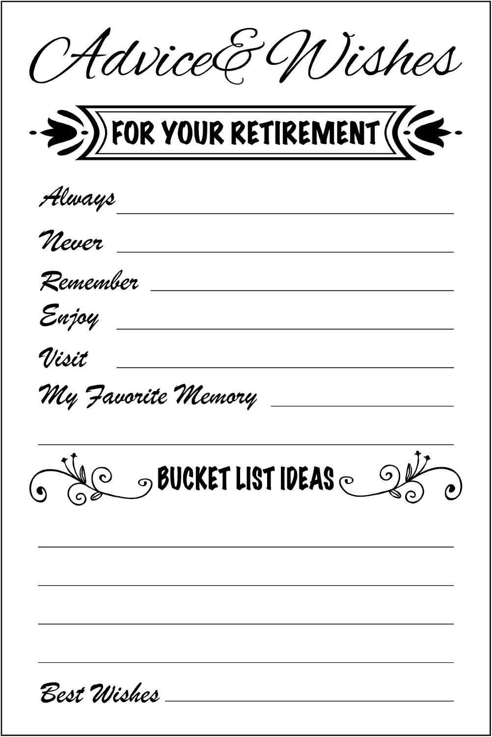 RXBC2011 Advice and wishes Card for retirement party Happy Retiree Celebration Gift Sharing Well Wishes And Memories happy retirement wishes Card Pack of 50 (white)