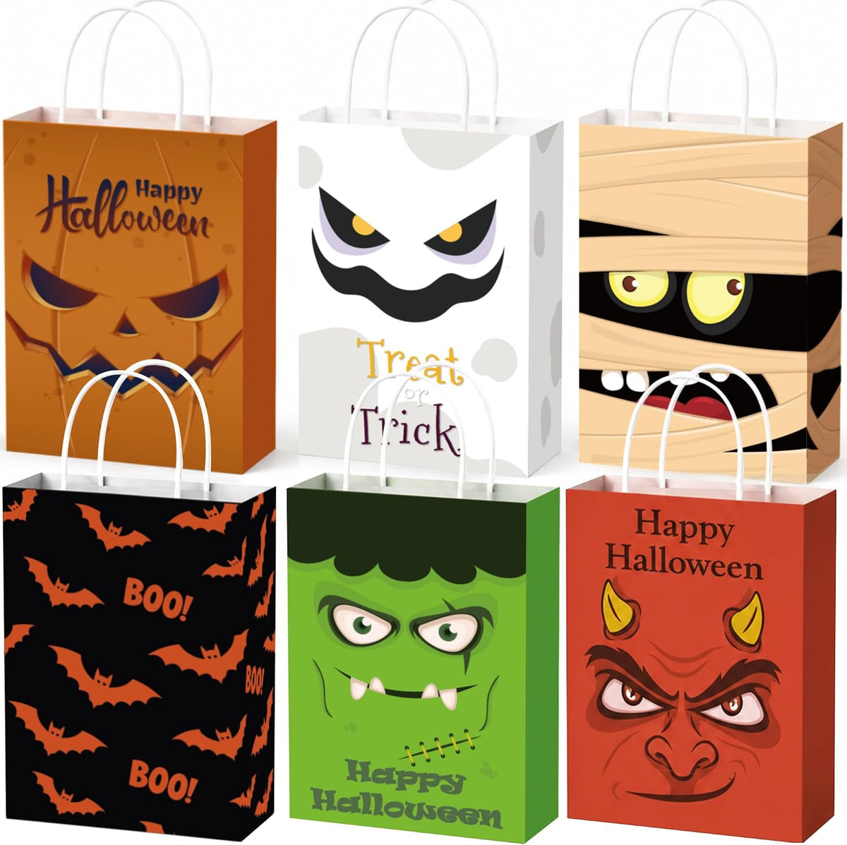 Riccioofy Halloween Treat Bags - 10 Pack Gift Bags for Trick or Treat
