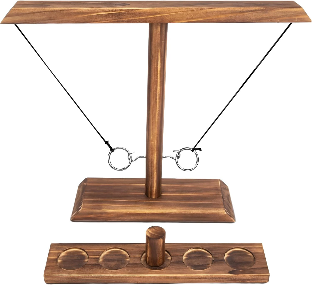 Ring Toss Game for Adults, Hook and Ring Game, Swinging String Hook & Ring Tabletop Battle Game, Outdoor & Indoor Game, Patio Décor Party Bar Game, Wooden Ring & Hook Game, Fun Games for Adults