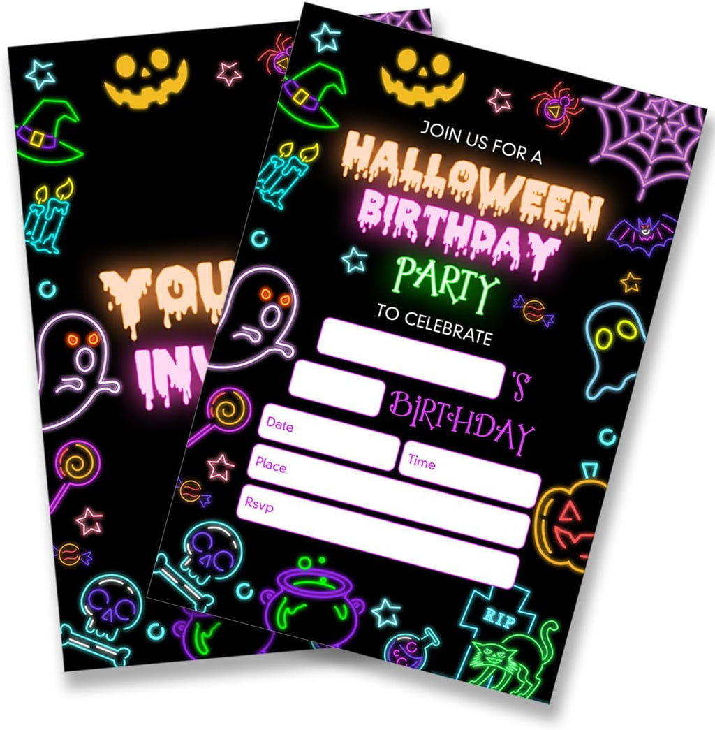 Dumyum 20 Halloween Birthday Invitations with Envelopes