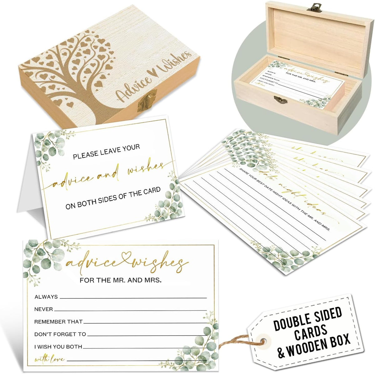 Wedding Advice & Wishes Cards, Double-Sided Guest Advice Cards