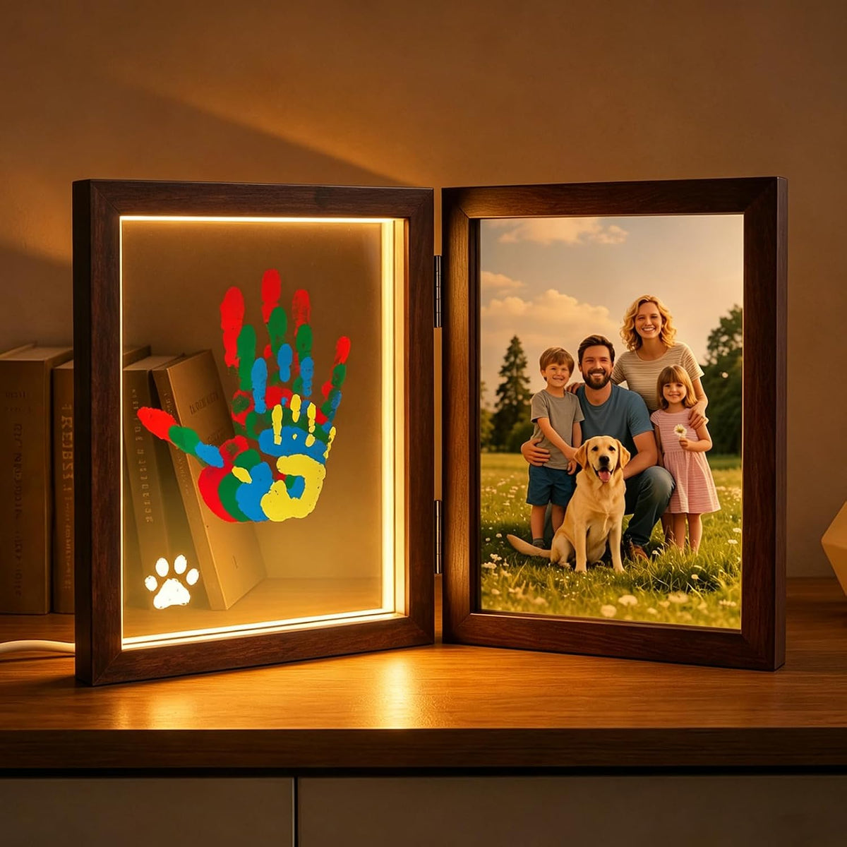 Sortnic Family Handprint Kit with Light for 4, DIY Baby First Halloween