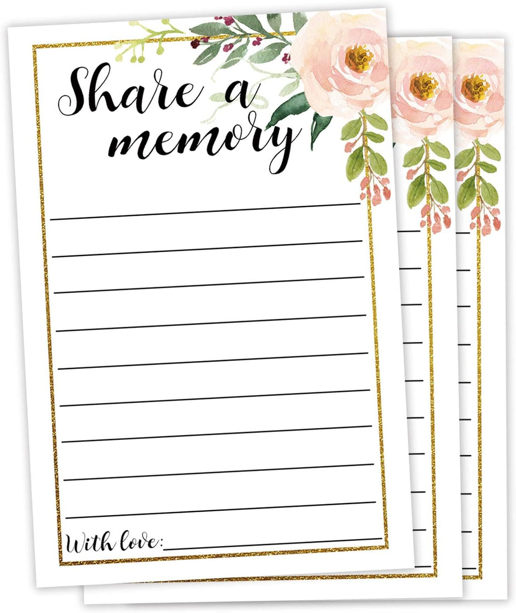 50 Share a Memory Cards, Funeral Guest Book, Memory Card for Celebration of Life, Graduation, Wedding, Retirement, Going Away Party, 4x6 Inch