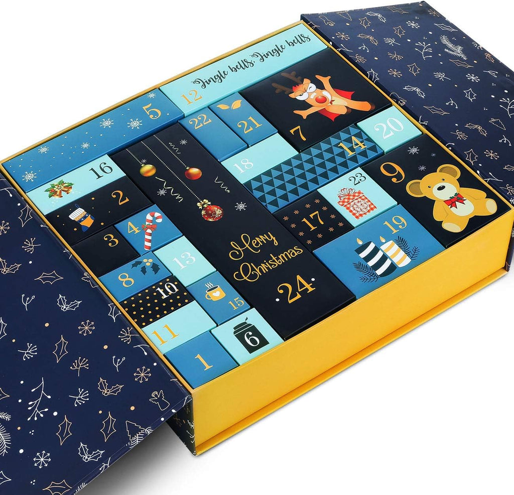 GWHOLE Christmas Advent Calendar 2026, 24 Refillable Gift Boxes, Blue