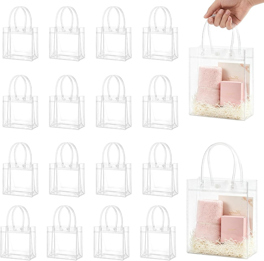 MAQIHAN Clear Gift Bags with Handles - Party Favor Candy Bags Transparent
