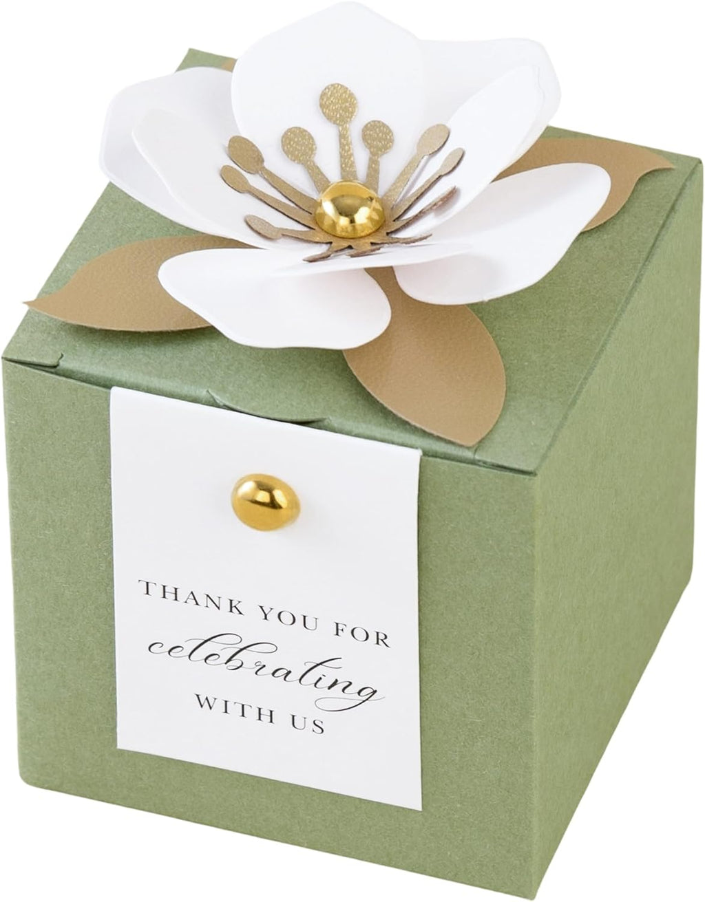 FEIYI 20 PCS Favor Boxes, Sage Green Candy Boxes 2.55x2.55x2.55