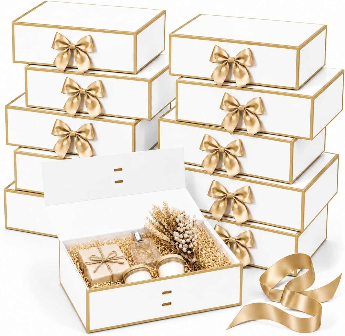 LIFELUM Black Gift Box for Birthday with Magnetic Lid, 7"x7"x7"