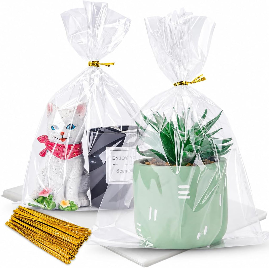 LOKQING Clear Halloween Treat Bags, 100 Pack 8x11 in for Gifting