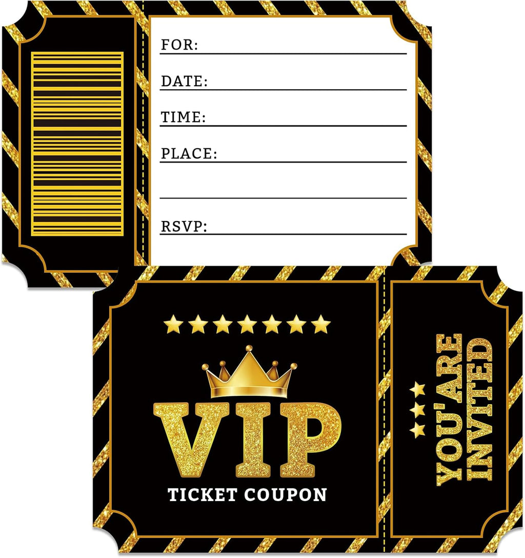 Birthday Party Invitations, VIP Neon Birthday Party Invitations for Boys & Girls, 20 Invitation Cards with Envelopes, Birthday Party Decorations (Black)