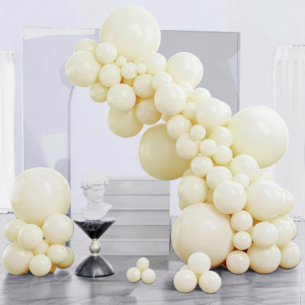 PartyWoo Pastel Yellow Balloons 140pcs Light Pale Yellow Different Sizes
