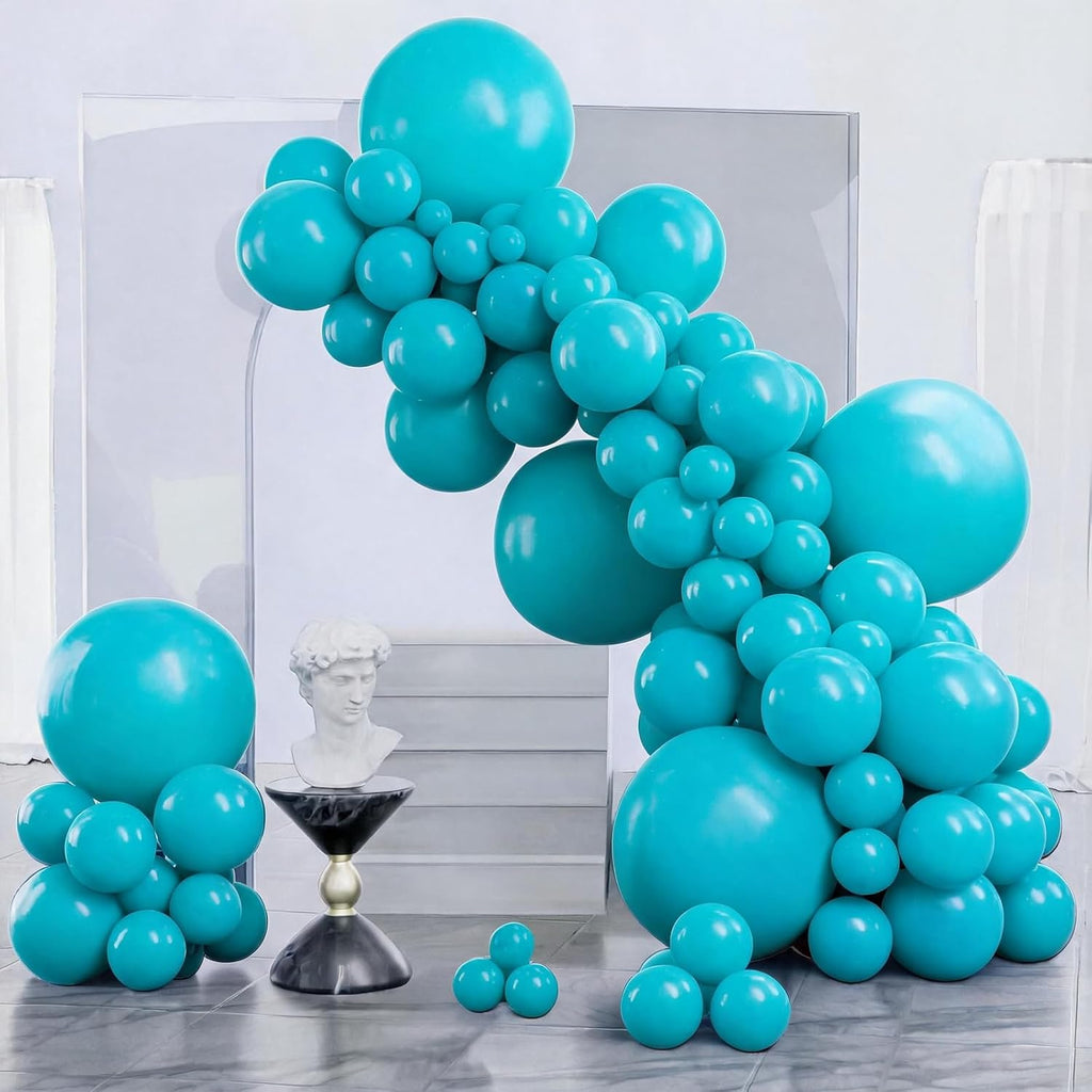 PartyWoo Dark Teal Balloons 140pcs Turquoise Aqua Blue Teal Different Sizes