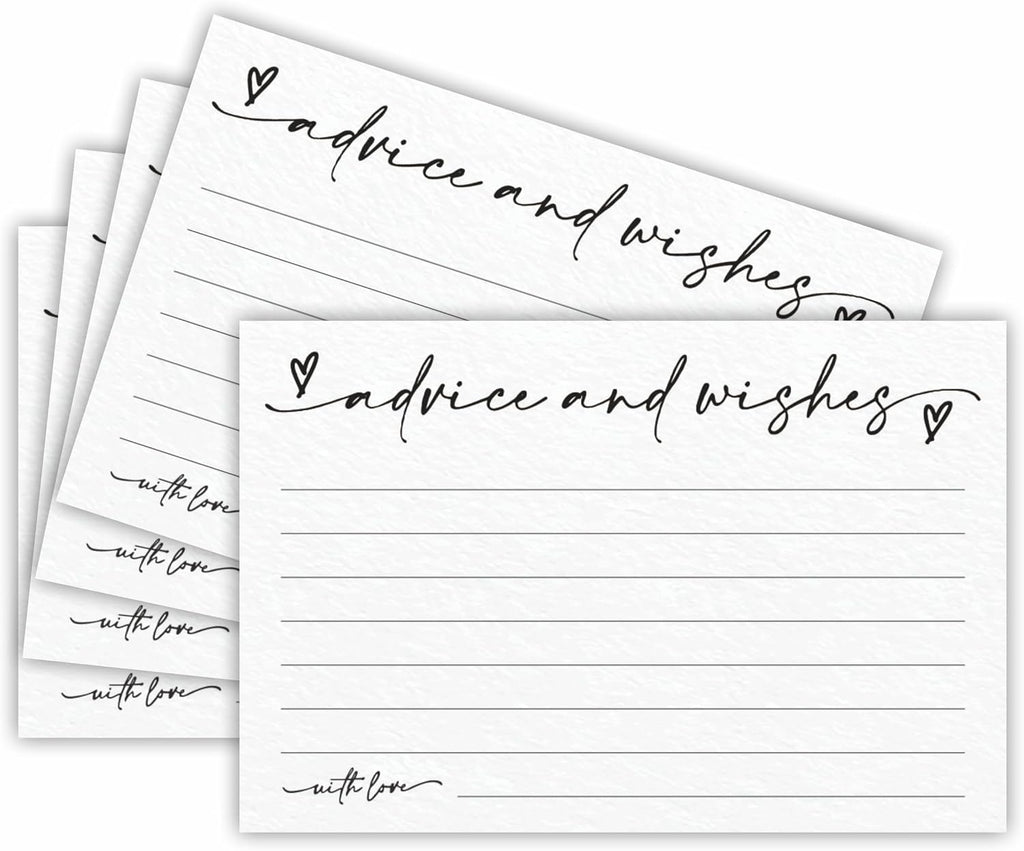 30 Advice & Wishes Cards - Minimalism White - Double Sided Fill-In Advice Cards For Bridal, Wedding, Graduate Party, Mr & Mrs, Retirement, Baby Shower, Party Favor & Supplies - A02