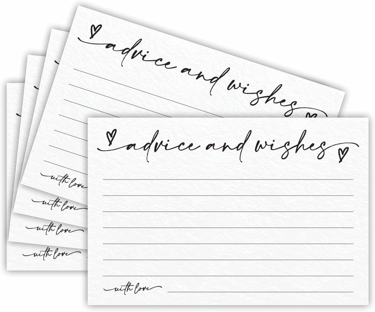 30 Advice & Wishes Cards - Minimalism White - Double Sided Fill-In Advice Cards For Bridal, Wedding, Graduate Party, Mr & Mrs, Retirement, Baby Shower, Party Favor & Supplies - A02