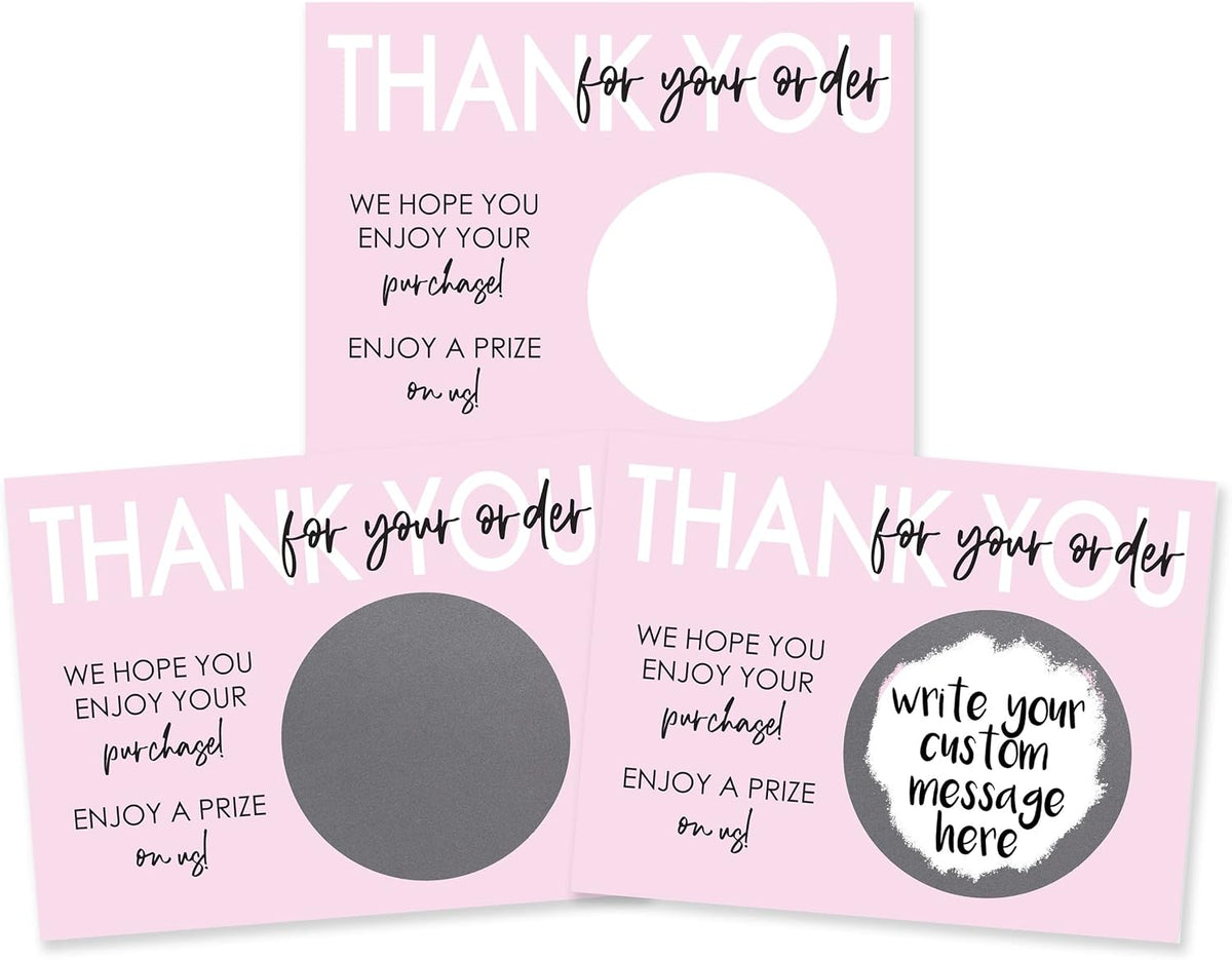 My Scratch Offs Small Business Thank you Promotion DIY Make Your Own Scratch Offs 20 Pack 3x4 Cards & Stickers Pink