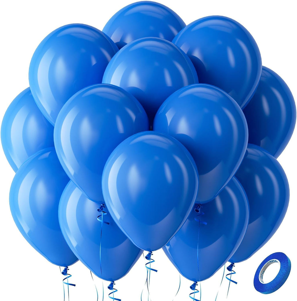 Bezente Royal Blue Latex Round Helium Party Balloons 100 Pack 12 inch