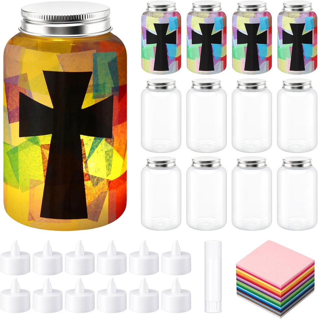 Qinyoung 12 Pcs Religion Cross Mason Jars Crafts Sunday School Crafts