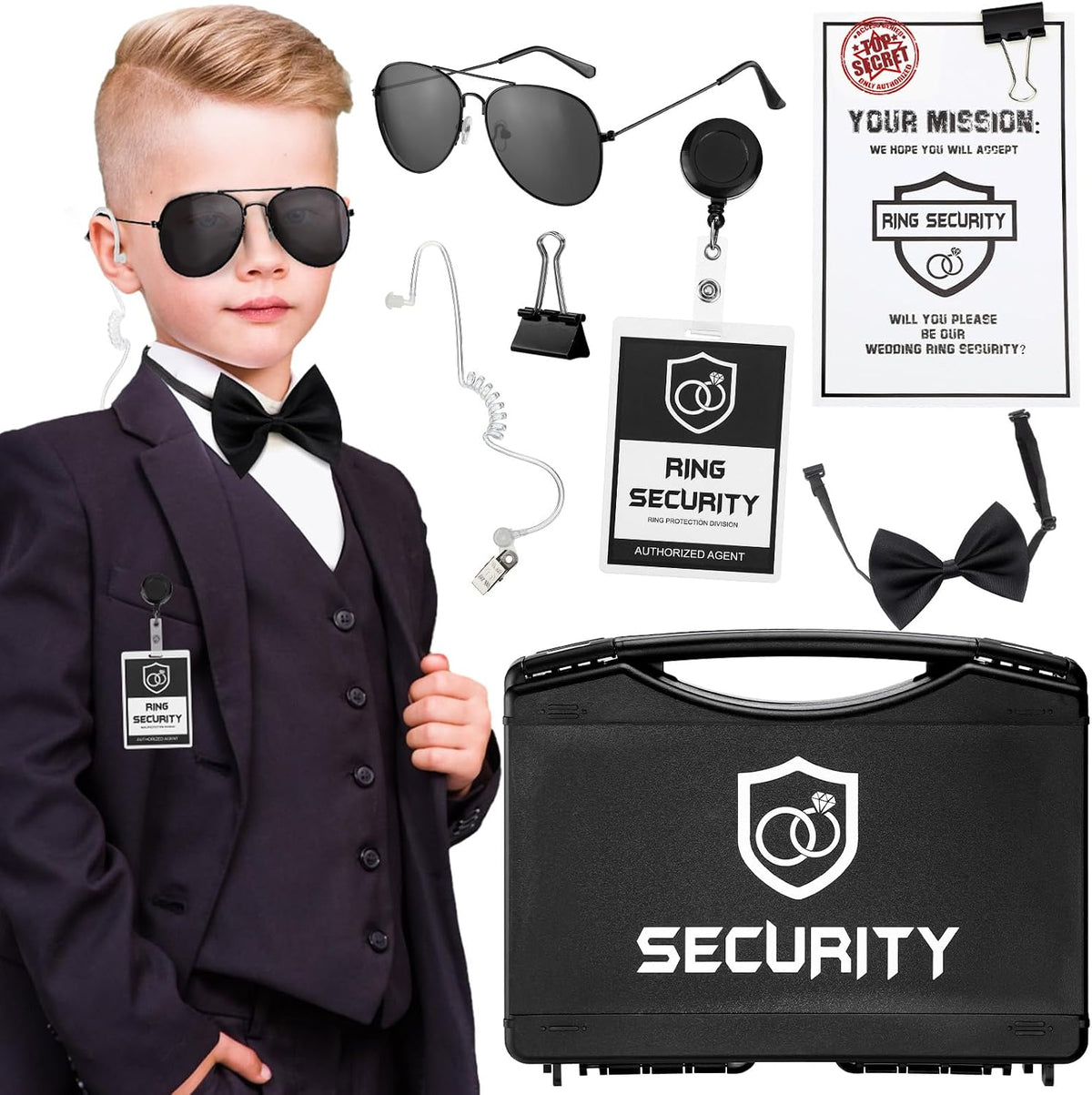 Mepase 7 Pcs Ring Security Wedding Ring Bearer Box,1 Pp Suitcase