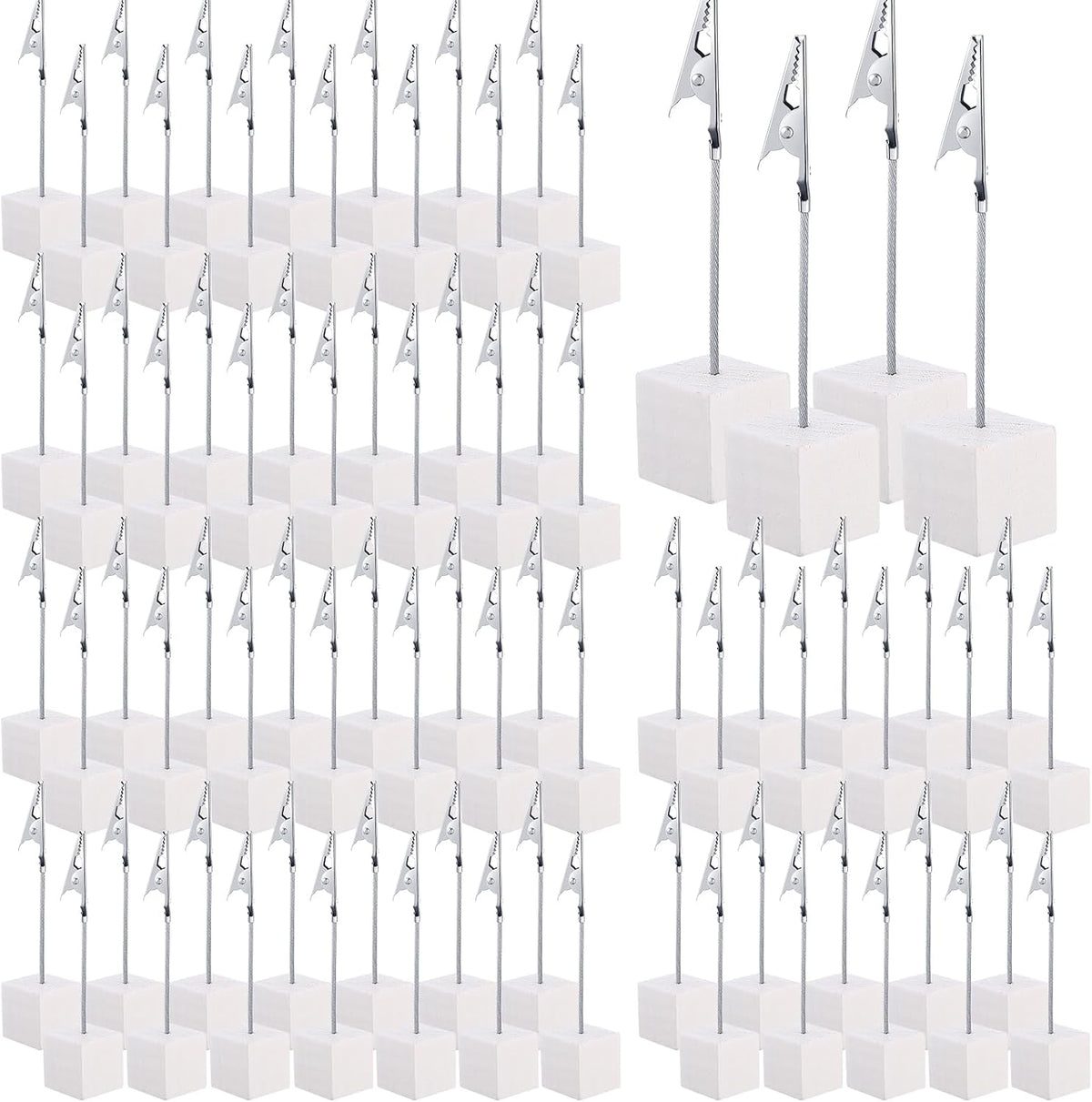 100 Pcs Cube Base Memo Clip Holder with Alligator Clip, White