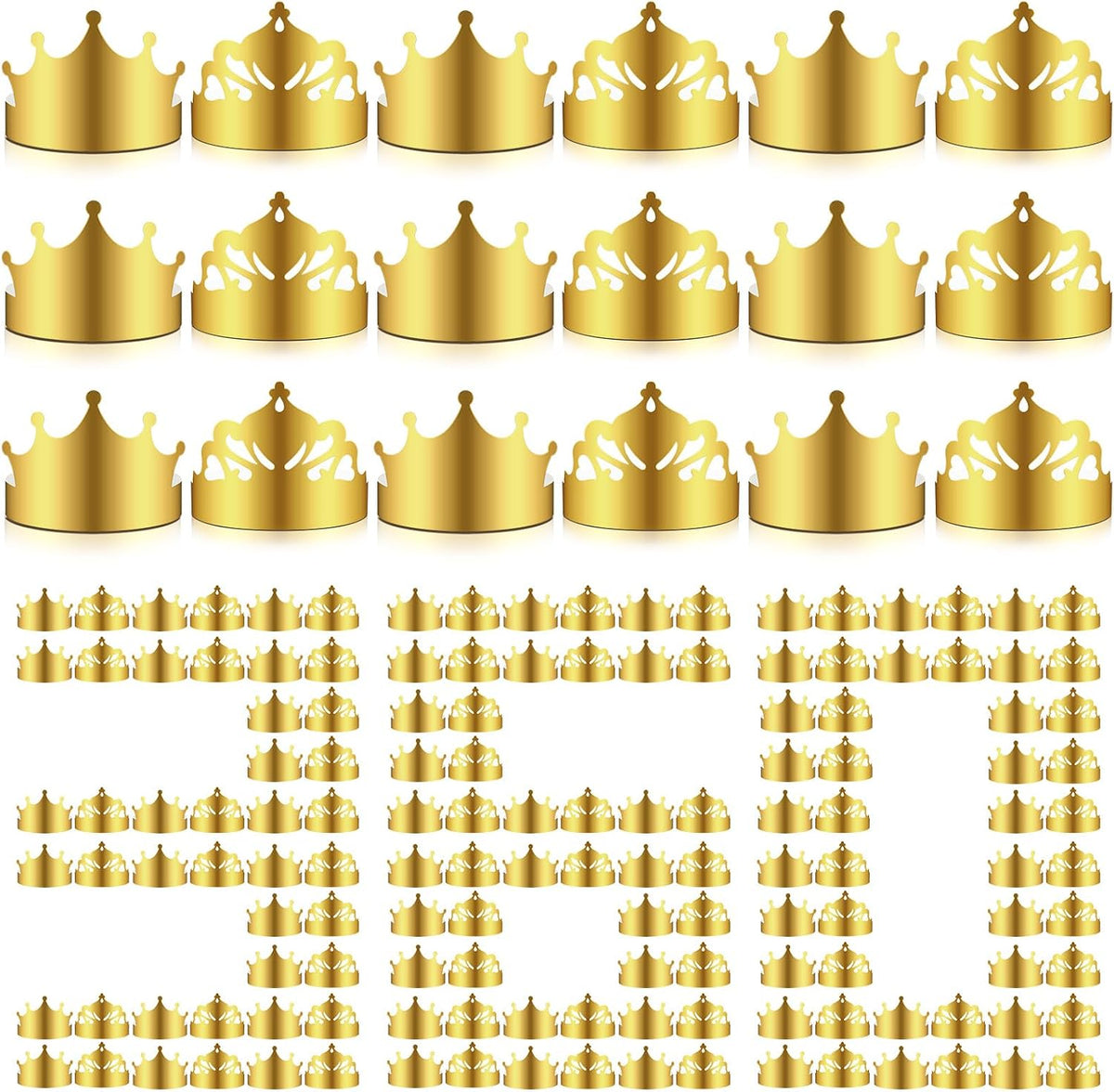 Nezyo 360 Pcs Paper Crowns Bulk King and Princess Crown Hats for Boys Girls Adults Birthday Celebration Supplies Baby Shower