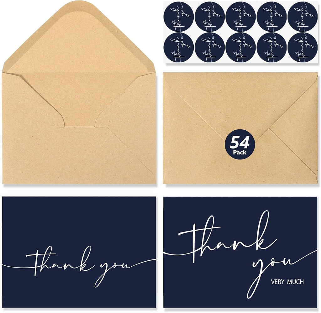 NESCCI 54 PCS Thank You Cards With Envelopes,3.5x5 Inch Minimalistic Design