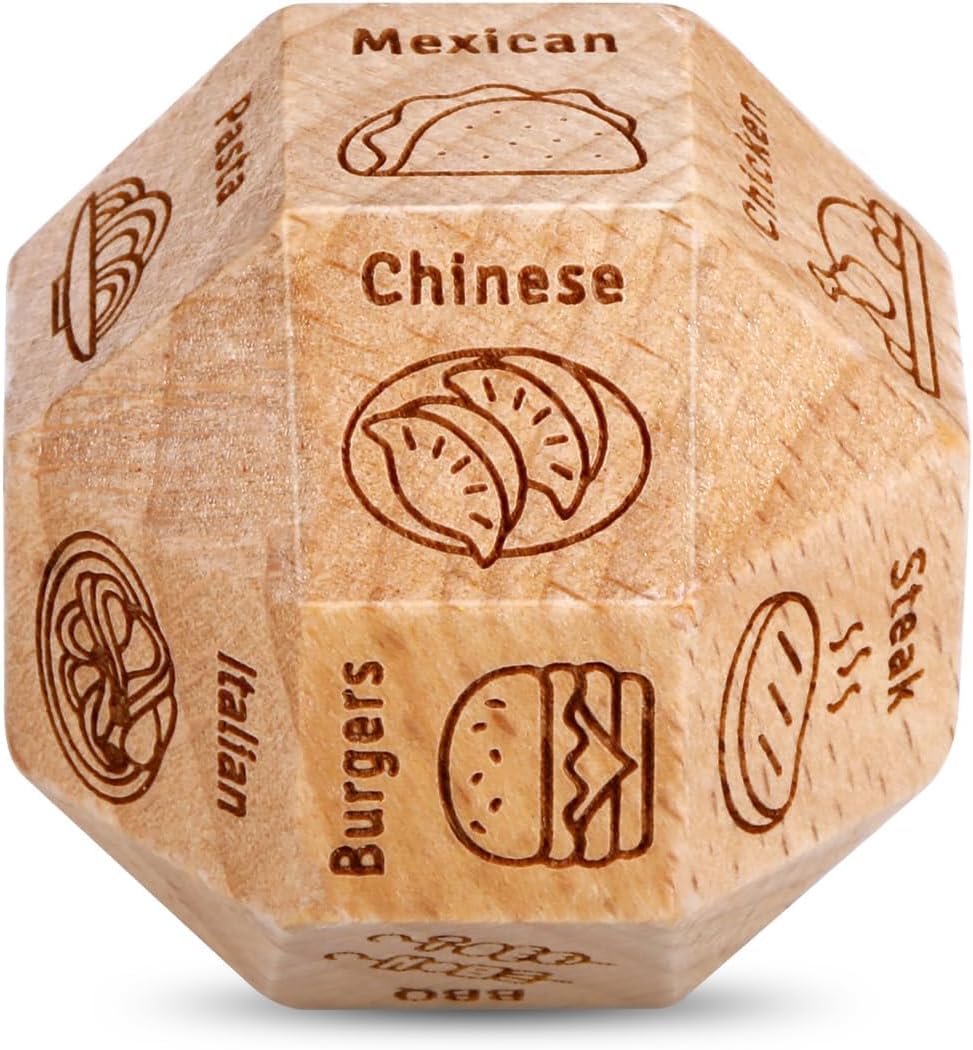 5 Year Anniversary Wood Gift for Him Her Couples Food Dice 5th Anniversary