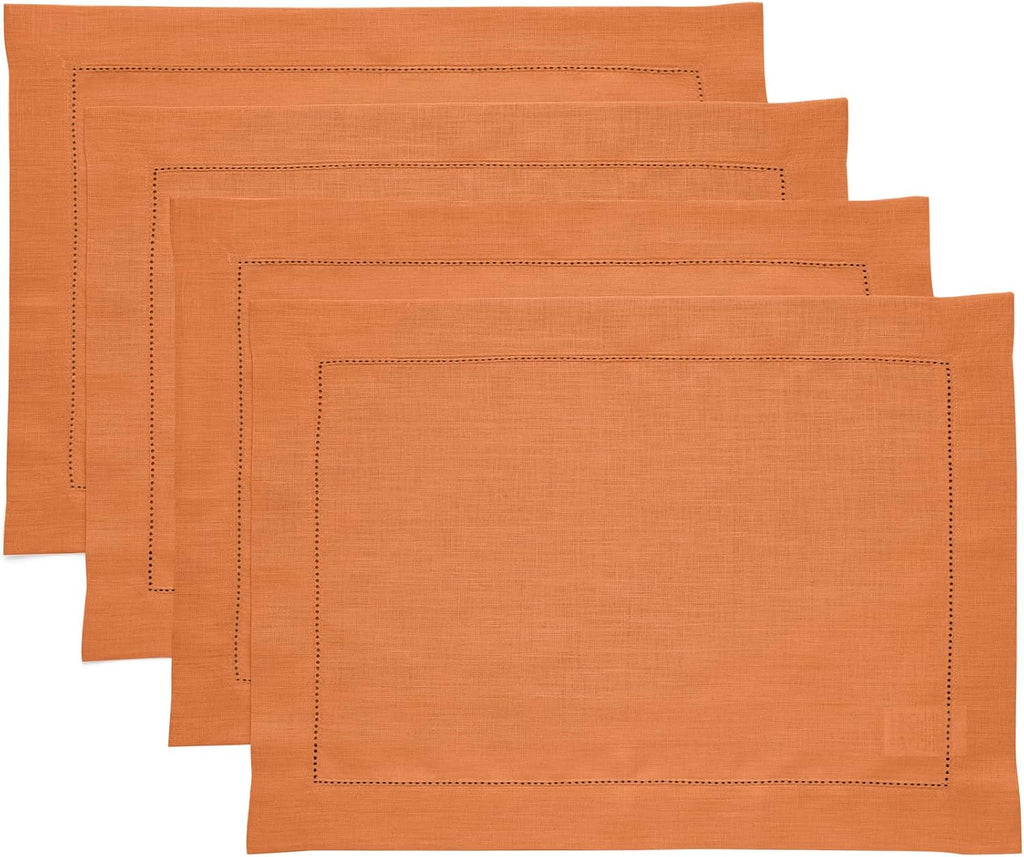 Fall Placemats Set of 4, 12x18 inch - Orange Truck Thanksgiving Table Decor