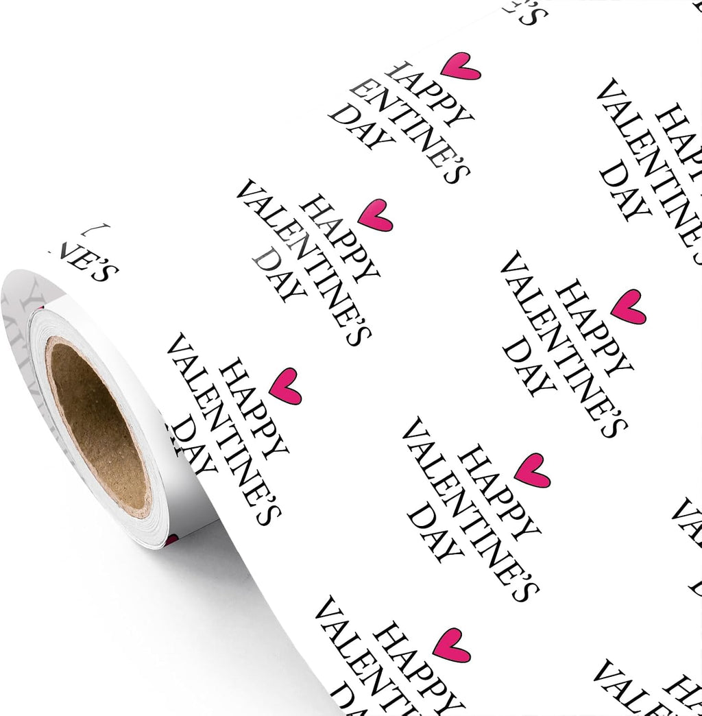 WRAPAHOLIC Valentines Day Wrapping Paper Roll - Mini Roll - 17 Inch x 16.5 Feet - Sweet Heart Happy Valentine's Day Wrapping Paper for Valentine's Day, Anniversary, Birthday