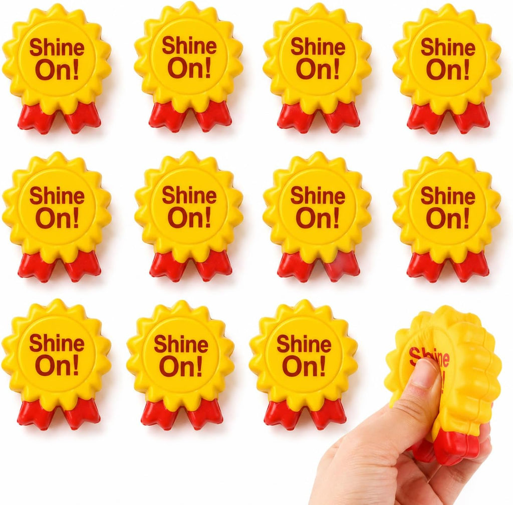 12 Pack Shine On Squishy Toys Bulk for Kids, Classroom Prize Toys, Treasure Box Rewards, Goodie Bag Stuffers, Carnival Game Prizes & Party Favors (Ribbon)