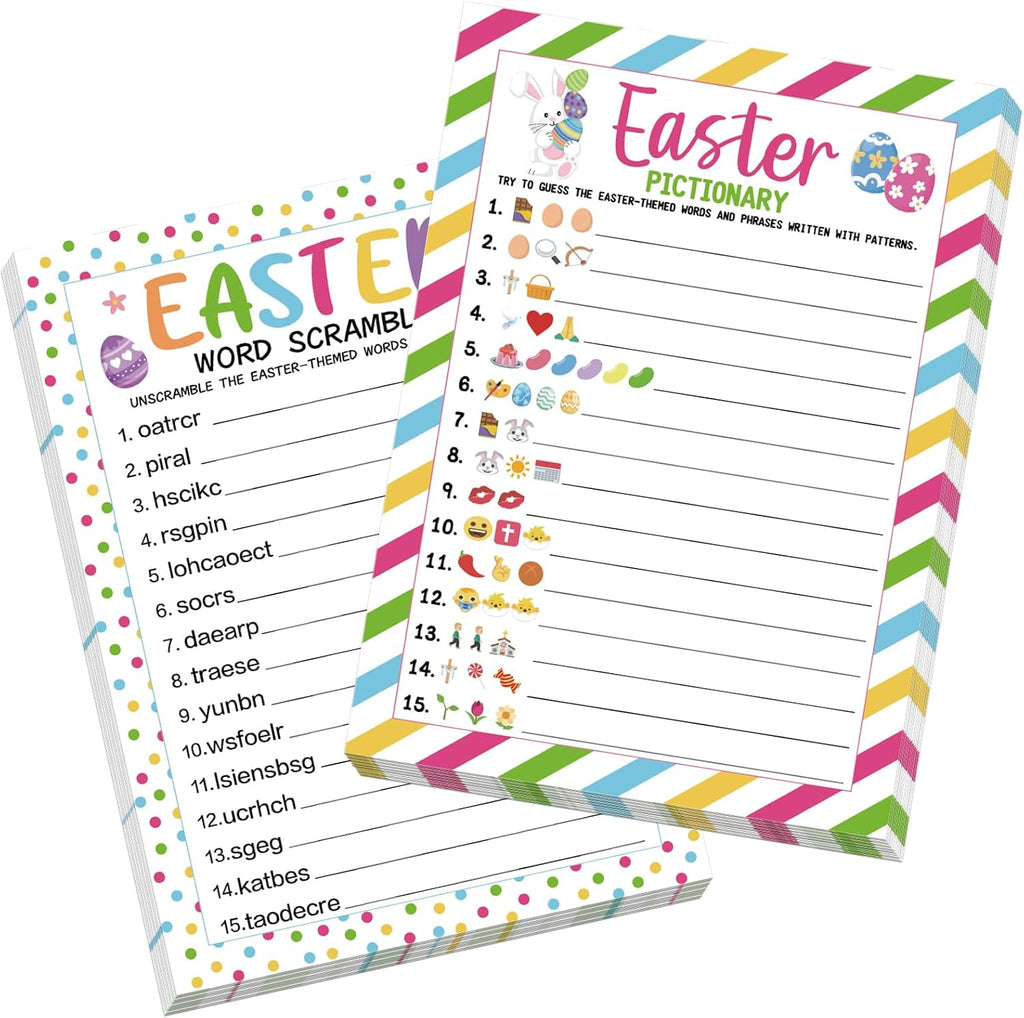COCHIE Easter Party Games for Adults Family Office Large Groups, Words Pictionary Game, Riddle Games, Word Scramble Game Spring Classroom Activities with Answer Key (Easter)
