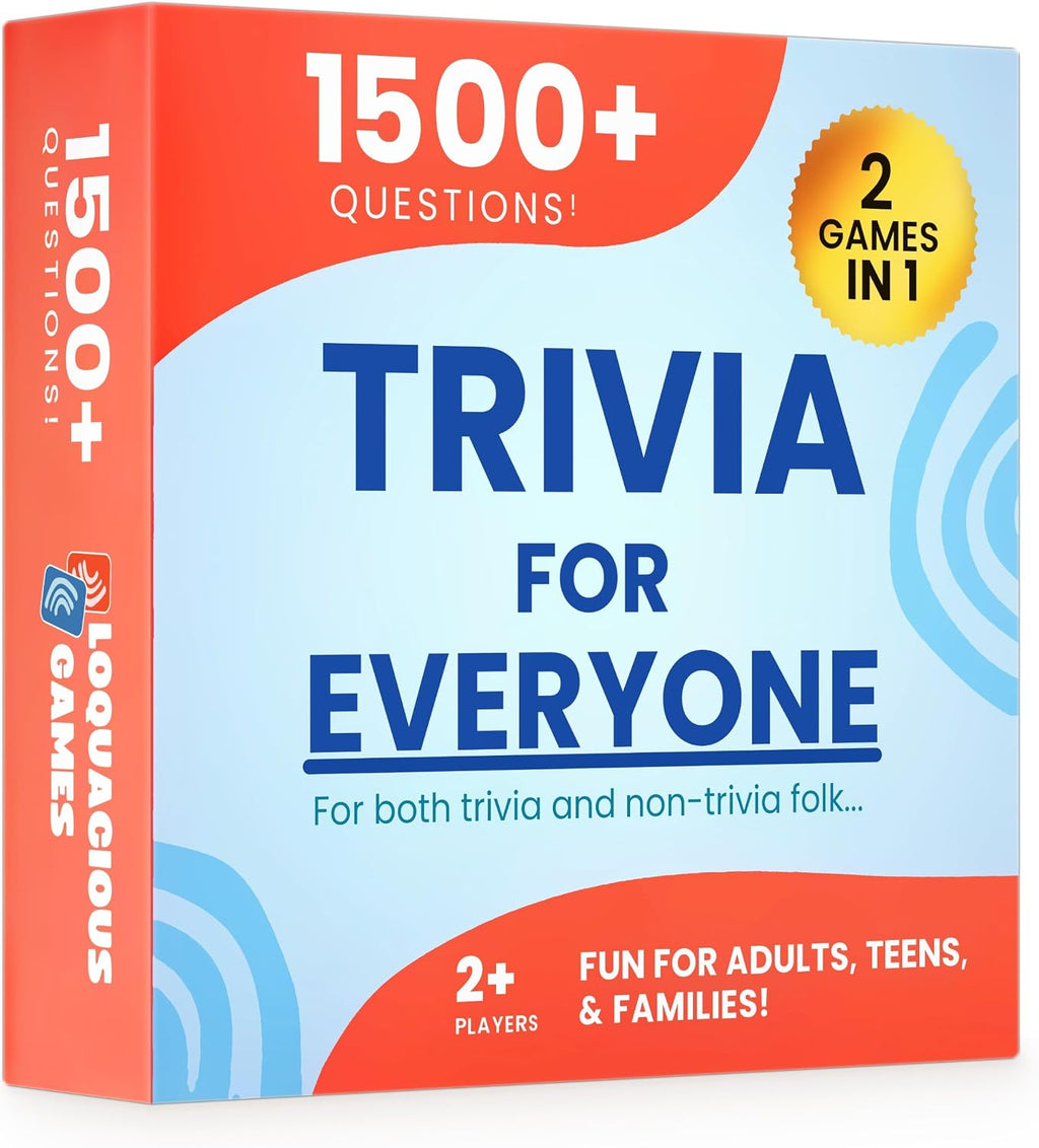 Trivia for Everyone - Trivia Game for Adults & Teens, 1500+ Questions & 2 Difficulty Levels - Fun Family Card Game for Game Night, Parties & Travel - Gift Idea