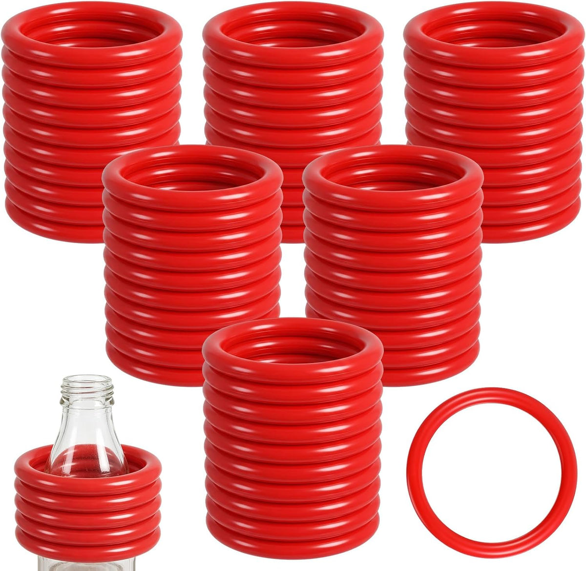 Meooeck 48 Pcs Ring Toss Rings 2.9" Red Plastic Carnival Party Game