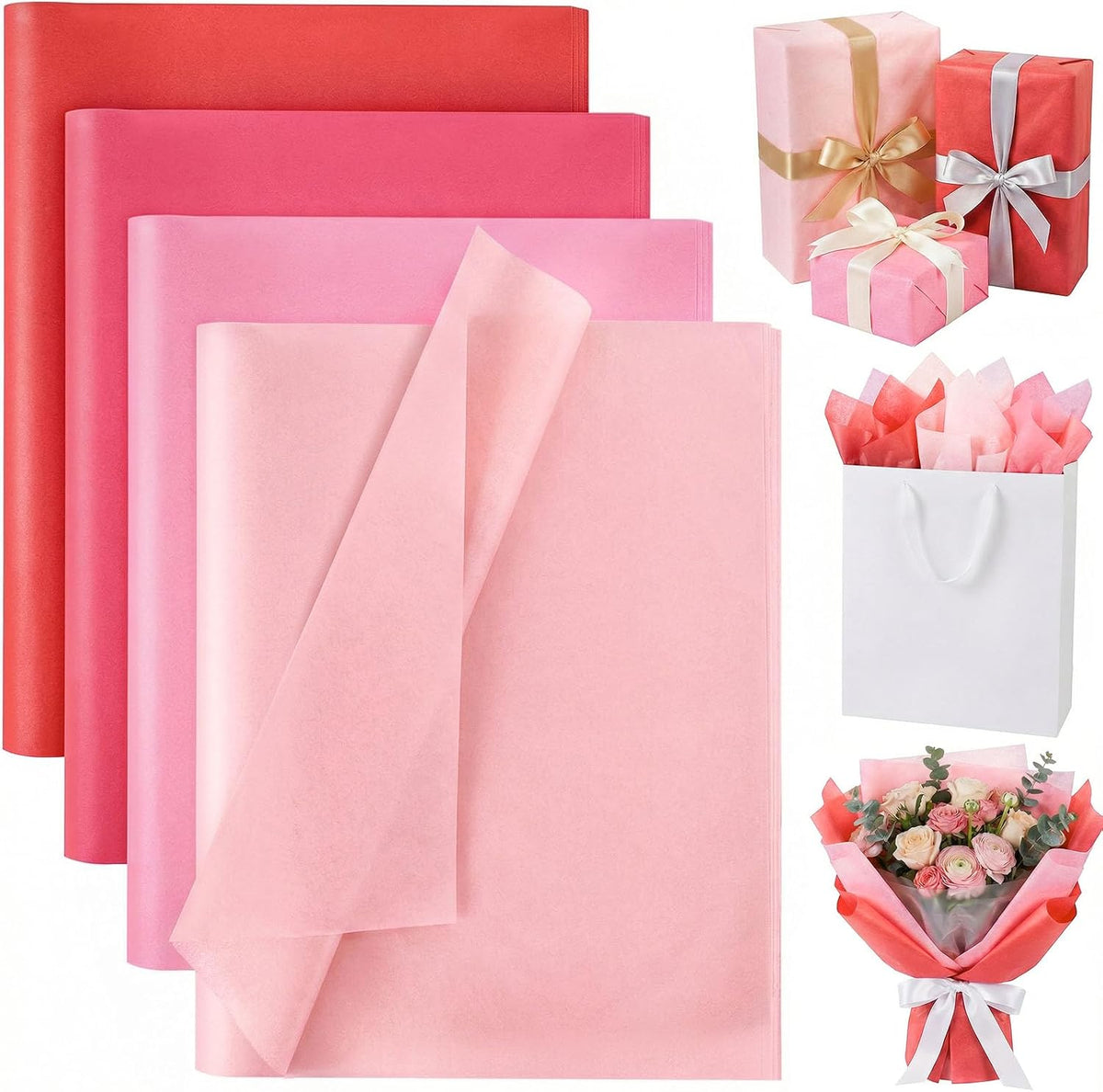 Shindel 120 Sheets Pink Tissue Paper, 20 X 14 inches