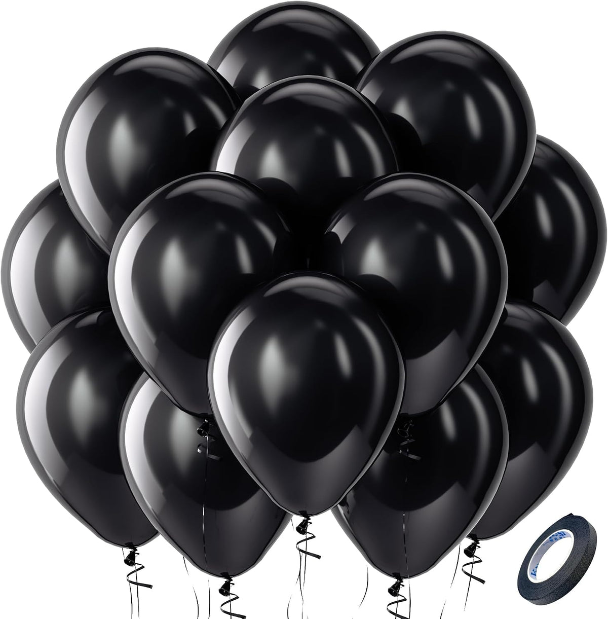 Bezente Black Balloons Latex Party Balloons - 100 Pack 12 inch