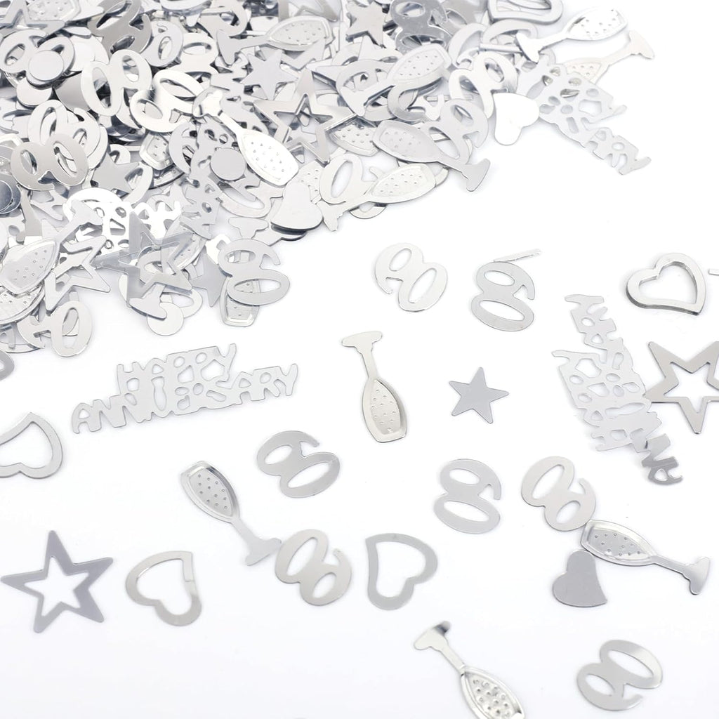 60th Wedding Anniversary Decorations, 30g Silver Heart Star Wine Glass Anniversary Table Confetti Scatter Cheers Glitter 60th Wedding Party Supplies for 60 Years Decor