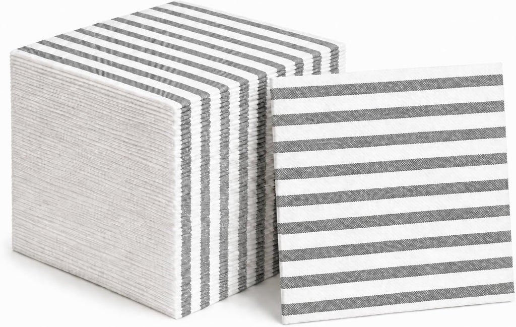 JOLLY CHEF 100 Disposable Hand Towels, Soft and Absorbent Linen Feel Dinner Napkin, Elegant Decorative Paper Guest Towels for Kitchen, Bathroom, Weddings, Parties, Silver and White