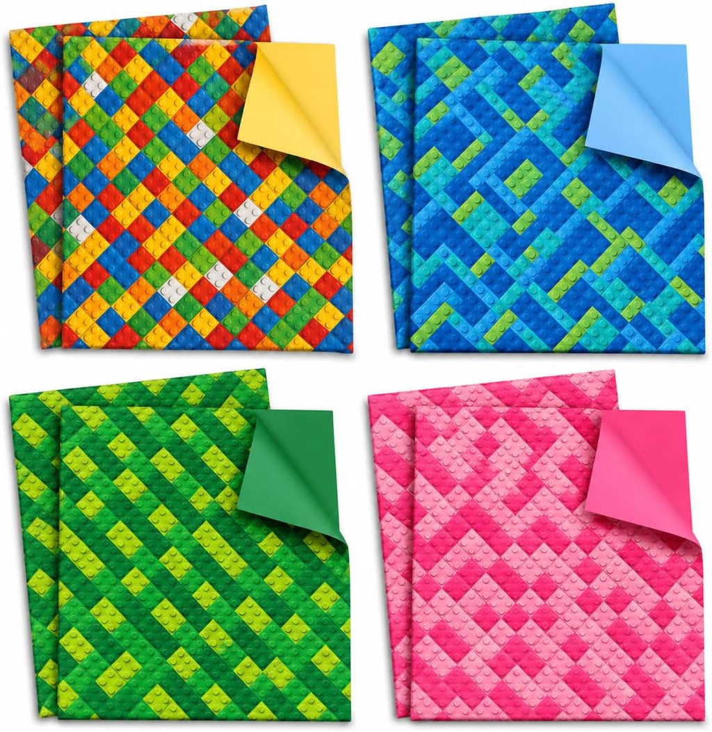 Building Blocks Wrapping Paper, Double-Sided Gift Wrap Sheets for Birthdays