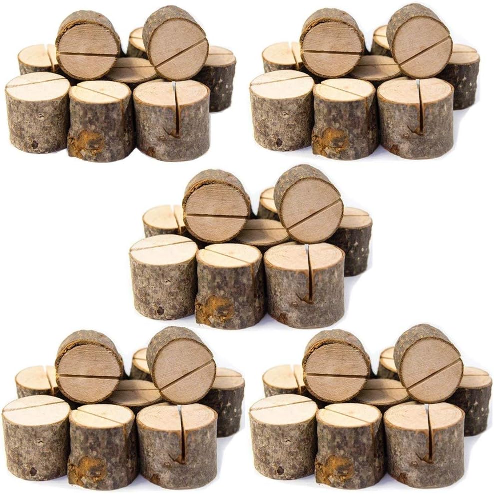 Rustic Wood Table Numbers Holder Wood Place Card Holder Party Wedding Table Name Card Holder Memo Note Card (50pcs)