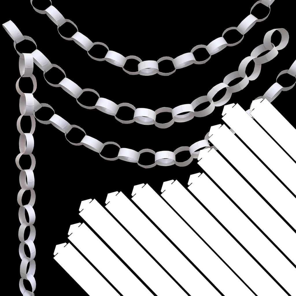 Origami Joy 300 White Paper Chain Strips for Crafting. No Glue or Tape Needed. Kid Friendly & Family Fun. Yields Over 50 Feet of Paper Chains for Party or Classroom Decorations (White)