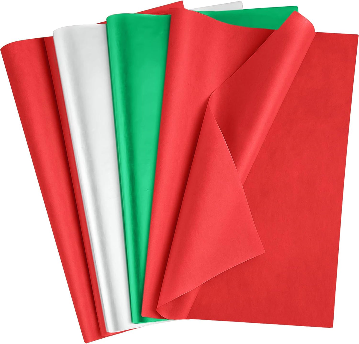 OHOME Christmas Tissue Paper - 100 Sheets 20"x14" Red Green White Wrapping Paper | Christmas Decorations Decor for Gift Bags Boxes - Xmas Navidad Holiday Party Favors Supplies
