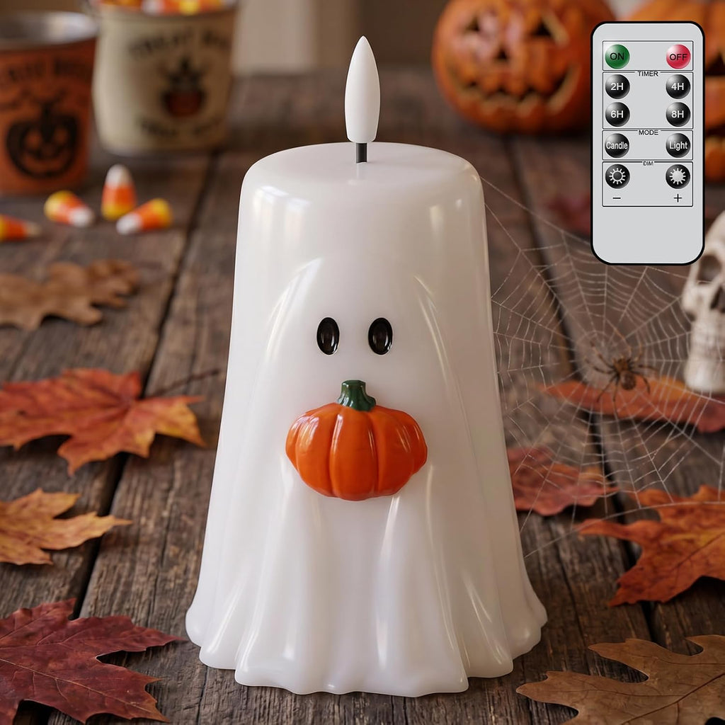 GenSwin Halloween Ghost Flameless Candle Remote Battery Operated Candle