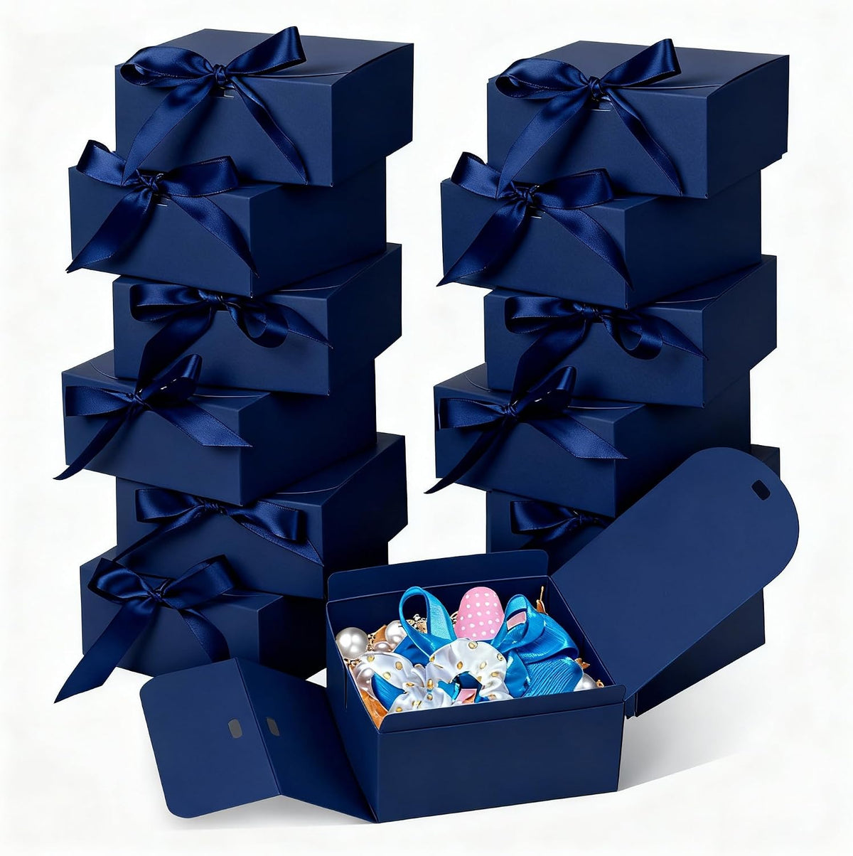 WLUSEAXI 12 Pack Small Gift Boxes with Lids for Presents, Blue Gift Boxes