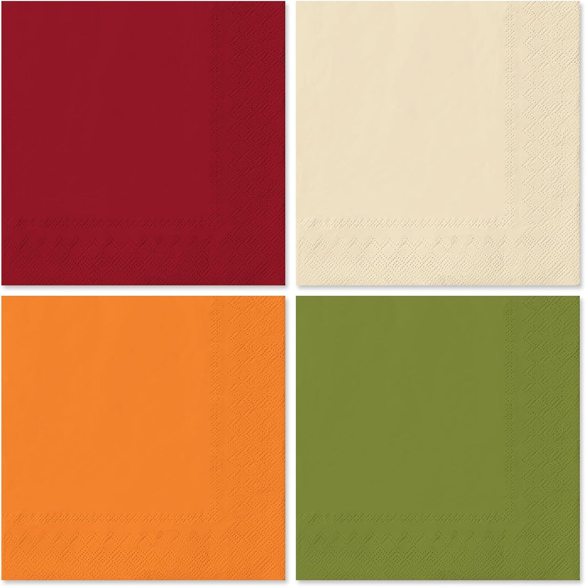 Whaline 80Pcs Thanksgiving Fall Paper Napkins Autumn Colors Luncheon Napkin 4 Colors Disposable Dinner Dessert Napkin for Home Kitchen Party Supplies