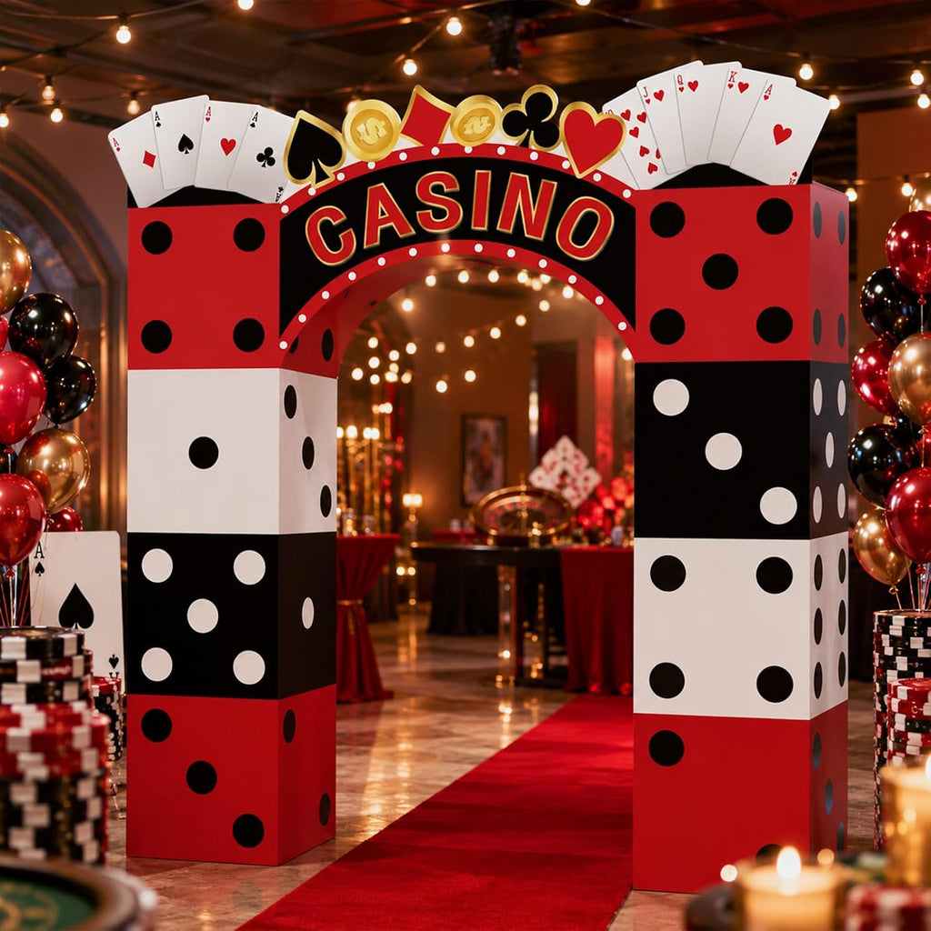 Pajean Casino Stacked Box Archway, Photo Booth Backdrop 52 x 56 Inch