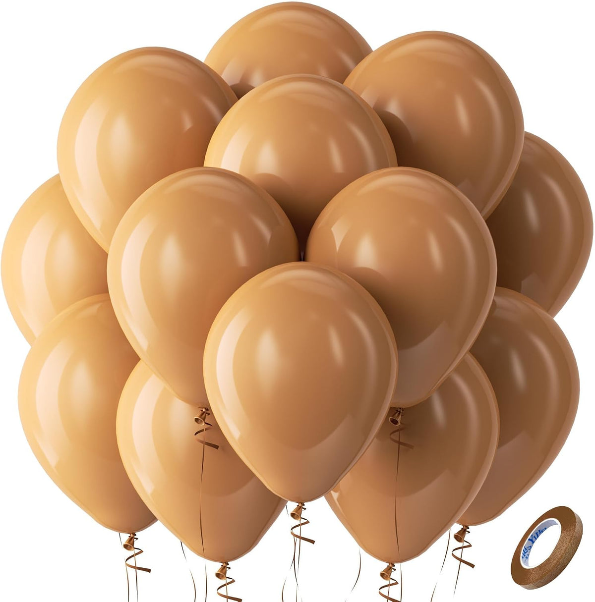 Bezente Tan Latex Round Helium Party Balloons 100 Pack 12 inch