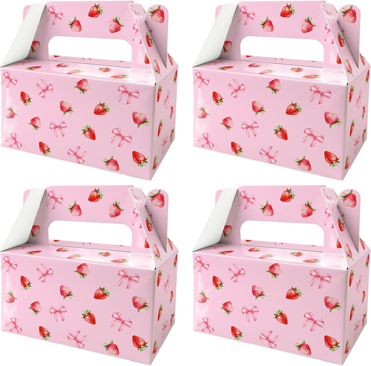 12 Pack Pink Strawberry Party Favor Boxes, Sweet Treat Boxes for Girls